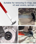 Oil Seal Removal Tool With Dual Hook for Quick Wheel Seal Twister in use, showing close-up details of hook and seal extraction.