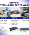 Instructions for Heavy Duty Aluminum Ladder Platform Attachment For A Frame Steps With Foolproof No Slip Grip lightweight jobsite.