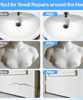 Before and after repairing a cracked sink, sculpture, and door using Two Part Epoxy Putty Kit 200g White And Black For Easy Fixes.