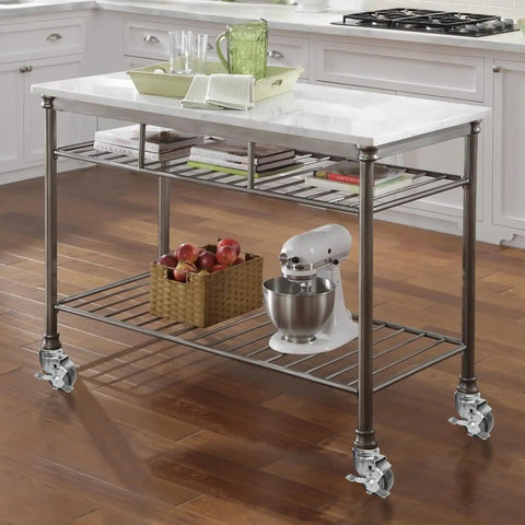 Heavy Duty 3 Inch Expanding Stem Casters With Side Brake on kitchen island, showing smooth rolling and quick install design.