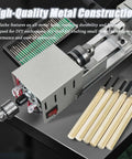 Tiny Powerhouse Mini Lathe For DIY Metal Wood Stone Projects with all-metal construction and tools for precise crafting.