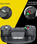 Grab On Pro Electric Suction Cup Lifter showing digital display and automatic pump buttons, portable heavy duty tool for easy lifting.