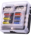 Six Way Fuse Block for 12V and 24V Vehicles with Six Circuit ATC ATO Waterproof Fuse Box Holder LED Indicator and Weatherproof Cover