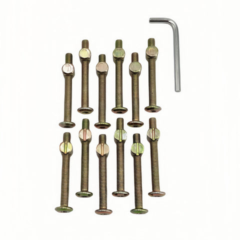 12 Piece M6x55mm Furniture Barrel Bolts And Nuts Kit With Hex Key For Cribs And Bunk Beds Heavy Duty Zinc Alloy Hardware Set
