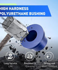 High hardness polyurethane bushing shown being struck, part of Big Time Polyurethane Front End Repair Bushing Kit For Club Car Ds Golf Cart 1993 Up.