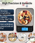 Large Kitchen Scale With 0.1g Precision And 11lb Capacity USB Rechargeable Hold Function Backlit LCD Stainless Steel Pan
