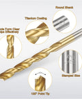 Heavy Duty Titanium Coated High Speed Steel Twist Drill Bits Set For Metal And Wood Seven Sixteenth Inch Diameter 142mm