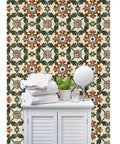 Pro Level Distressed Tiles Vinyl Wallpaper With Badass Leather Texture For Commercial Spaces And Home Renos Paste Required Super Durable Type Two Wallcovering Custom Printed Just For You Killer Interior Decor - detailed floral design