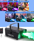 All In One Fog Machine With 6 LED Lights And 12 Color Effects, Wireless And Wired Remote Control for parties and events.