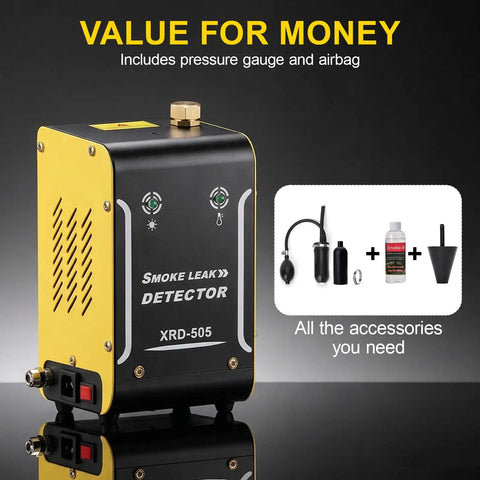 Street Cred Garage Tested Automotive Smoke Tester Machine Plug N Play Diagnostic Kit Includes Pre Made Fluid For Hunting Down Evap Intake Egr Air Leaks Fast with pressure gauge and airbag accessories.