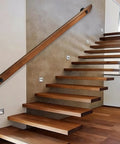 Built Tough Wall Mount Wood Handrail With Industrial Pipe Brackets For Indoor Staircases Hallways And Landings on modern staircase.