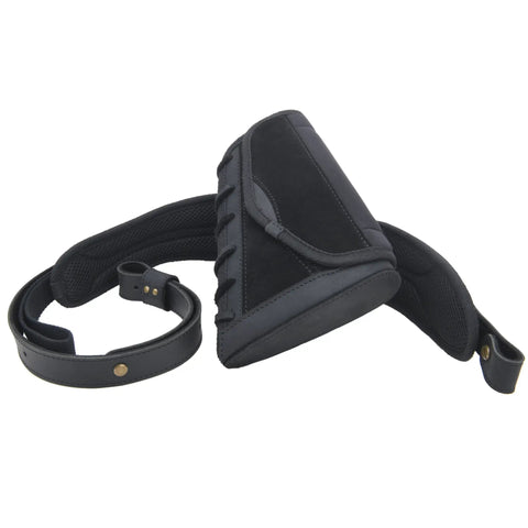 Durable Leather Rifle Stock Cover With Built In Recoil Pad And Cartridge Sling For Calibers Including .357 .30-30 Black Set