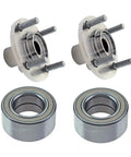 4 Pcs Front Wheel Bearing And Hub Assembly Replacement For Mitsubishi Lancer ES 2.0L And Mirage DE LS 1.8L 1.5L 2000 2001 2002 2003 2004 2005 Direct Fit Plug And Play Kit Include 2 Bearings For Easy Install And Long Lasting Performance, showing two hubs and two bearings.
