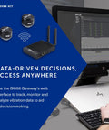 Vibration Monitoring Kit with 5 kHz triaxial sensors, GW66 Gateway, and computer interface for predictive maintenance.