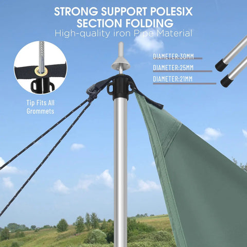 Adjustable Tarp Poles For Camping Set Of 2 Telescoping Tent Poles Extend From 3 Ft 1 In To 7 Ft 6 In Lightweight 2.87 Lb