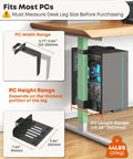 Under Desk Computer Mount For Standing Desks Clamp On PC Holder with adjustable width features for varied PC sizes.