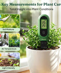 3 In 1 Soil Moisture Meter With Temperature And Sunlight Sensor Digital Plant Water Meter With LCD Display For Gardening Indoor Outdoor Plants Must Have 2 Pack For Home And Garden Use, green probe in potted plant