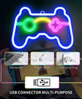 Gamepad Shaped Led Neon Sign For Wall Decor Dimmable 10 Brightness Levels Glow On Both Sides