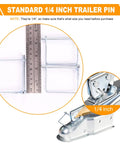 Built Tough Zinc Coated Quarter Inch Trailer Hitch Pin Set with ruler, showing 1/4 inch size for secure towing.
