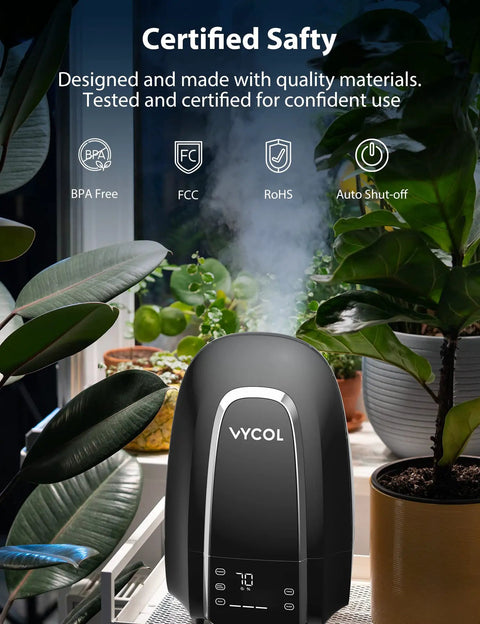 Smart Humidifier For Large Bedroom 5.6L Whisper Quiet Ultrasonic Cool Mist With Humidity Sensor And Timer in a plant-filled room