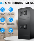 7.5 Cuft Large Fireproof Home Safe With Digital Keypad And Two Doors Hidden Compartment; anti-theft features highlighted