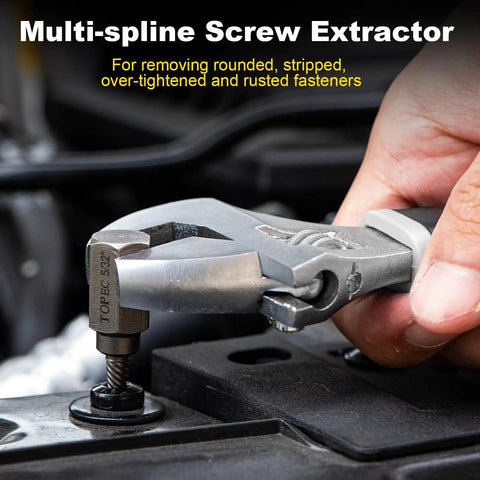Heavy Duty 55 Piece Screw And Bolt Extractor Set With Multi Spline Bits And Drill Bits For Removing Damaged Frozen Rusted Rounded Off Bolts And Screws Industrial Grade CR MO Steel For Home And Shop in use with wrench on bolt.