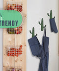 Roll With That Chill Southwest Vibe Using This Set Of Three Rustic Green Cast Iron Cactus Wall Hooks designed with dual arms hanging aprons.