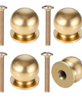 Real Deal Quality Top Shelf Solid Brass Mini Knobs One Half Inch Gold Drawer Pulls Four Pack With Screws for cabinets.