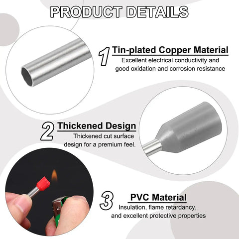 One Thousand Pieces Of 22 Awg Wire Ferrule Connectors In Matte Gray Finish Offering Tight Grip Crimp Ends That Lock Down Strands For Hella Reliable Electrical Work And No Fuss Assembly with PVC insulation detail.