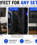 Premium NeatWire Self-Closing Cable Sleeve Kit For Snazzy Wire Management. Flexible Split Loom Keeps Your Desk Crisp Without Unplugging.