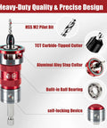 14 Piece Countersink Drill Bit Set With Self Locking Quick Adjust Depth Tct Steel Hss Bits featuring pilot bit and cutter components.