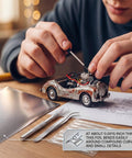 Person using Mirror Chrome Aluminum Foil For Model Cars And Aircraft 2 Pack Bare Metal Sheets 6 x 11.75 Inches with tools