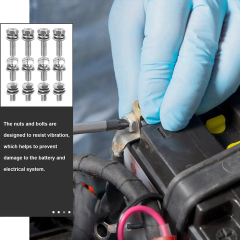 18 Piece Stainless Steel M6 Motorcycle Battery Bolt Kit With Nuts And Washers For Terminal Connectors used on battery