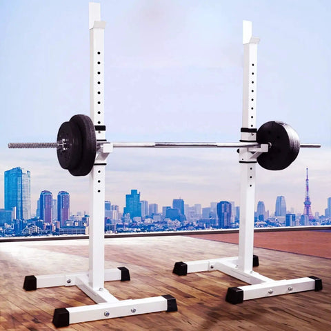 Adjustable Barbell Rack For Home Gym, Multi Function Squat Stand And Bench Press Station, Durable Steel Construction