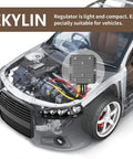 High Performance DC 12 To 24 Volt Step Up Converter Boost Regulator 10Amp 240Watt Power Adapter visible in vehicle engine compartment.