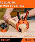 Four Pack Two Inch Quick Release Wood Clamps For Woodworking in use with box joint design and ergonomic handle, sixty pound clamp force