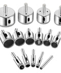 15 Piece Diamond Hole Saw Drill Bit Set For Tile Glass Ceramic Porcelain Marble Granite Stone With Diamond Coated Bits
