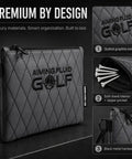 Premium Diamond-Stitched Leather Golf Valuables Pouch With Zippered Utility Bag, featuring a 360 swivel clip and elegant embroidery.