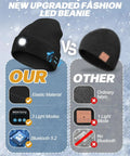 Bluetooth Beanie With Light USB Rechargeable LED Headlamp Winter Hat For Running Hiking showcasing features vs ordinary hat