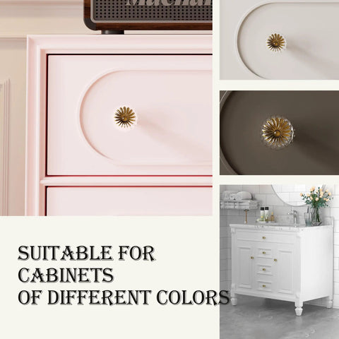 Dope Crystal Cabinet Knob Set, 8 Pack Glass Crystal Vintage Hardware In Antique Brass Bronze Finish on various colored cabinets