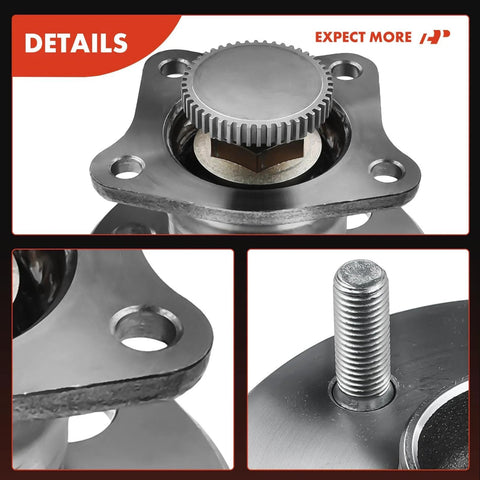 Close-up of Beefed Up Rear Wheel Bearing And Hub Assembly With ABS Ring for Toyota Corolla 1993 to 2002, Geo Prizm 1993 to 1997