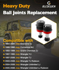 4 Piece Ball Joint Kit For 1984 To 2006 Jeep Cherokee XJ MJ Grand Cherokee ZJ Wrangler YJ TJ LJ Rubicon And Unlimited Models Trail Ready Front Suspension Upgrade With Heavy Duty Durable Ball Joints, two ball joints