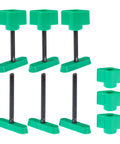 Rock Solid 2 Inch Dovetail Track Screws And Wing Knob Kit For Custom Woodworking Jigs, six green knobs with screws.