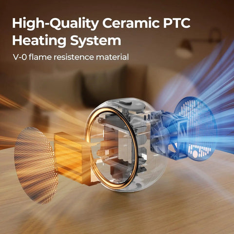 High-quality ceramic PTC heating system with V-0 flame resistance material for Portable 500W PTC Ceramic Space Heater