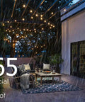 Patio with Solar String Lights Waterproof LED Indoor Outdoor Hanging Umbrella Lights With 25 Bulbs, 27 Ft, in heavy rain