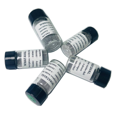 Five Bottle Leaded BGA Solder Balls Set With Twenty Five Thousand Per Bottle Sn63 Pb37 Reballing Tin Balls for IC Chips Rework