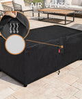 Rectangular Fire Pit Cover Fits 44 Inch Fire Table Waterproof And UV Resistant 600D with air vents