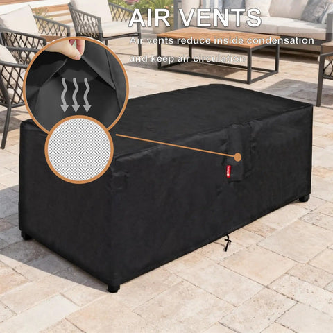 Rectangular Fire Pit Cover Fits 44 Inch Fire Table Waterproof And UV Resistant 600D with air vents