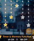 46 Stars Curtain Lights Battery Operated Christmas Window Lights Warm White With Timer Memory Function And 8 Modes