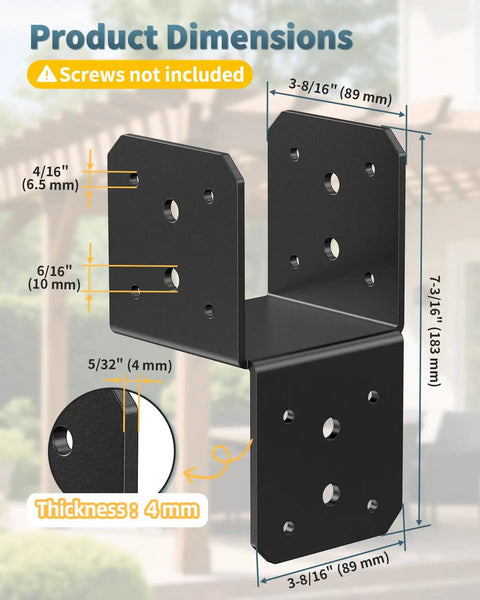 Heavy Duty Joist Anchor Connector For 4x4 Posts Beefed Up Truss To Beam Roof Tie Hanger For Pergola Rafters Rust Resistant Carbon Steel Black Finish 4 Pack